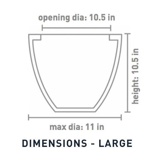 Cross Section Dimensions of Large size Echoing Eternity-Slim Ceramic Planter.