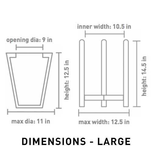 Cross sectional dimensions of Large size ceramic planter and its Wooden stand . 