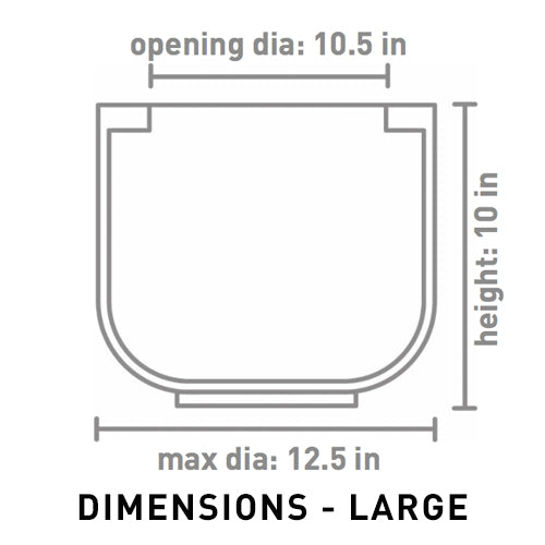 Cross sectional dimensions of Large size Pheonix Ceramic planter.