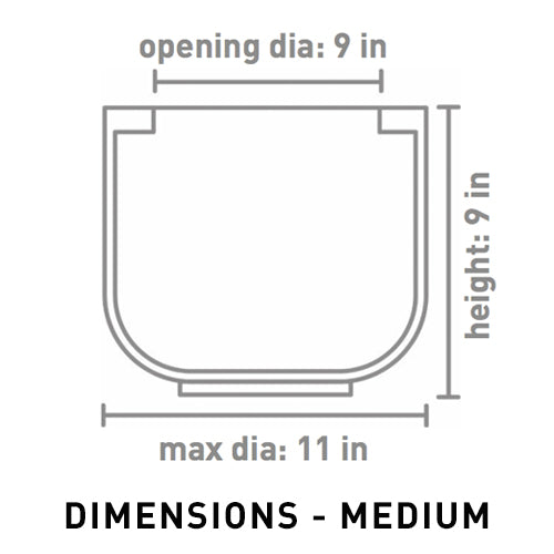 Cross sectional Dimensions of Medium size Pheonix Ceramic planter.
