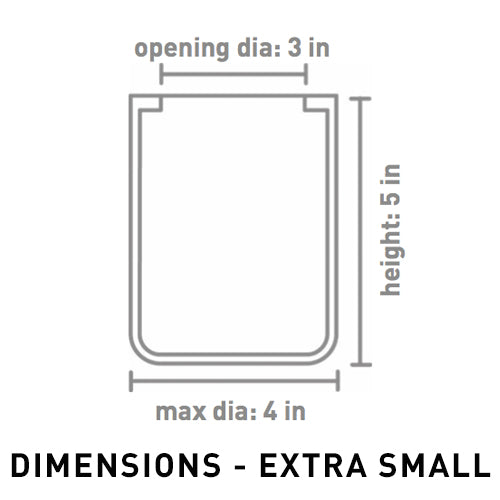 Cross sectional dimensions of Extra Small size ceramic planter .