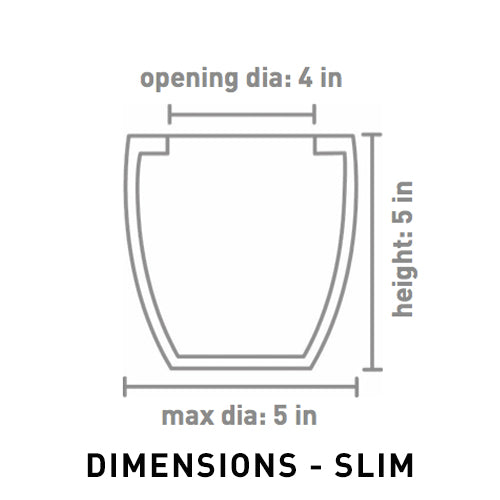 Cross sectional dimensions of Extra small slim Nature's Hum Ceramic Planter.