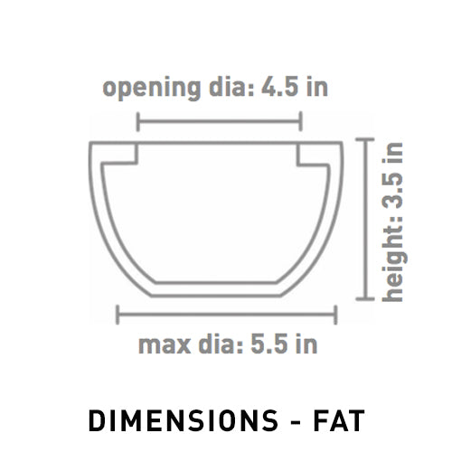 Cross sectional dimensions of Extra small Fat Size Nature's Hum Ceramic Planter.