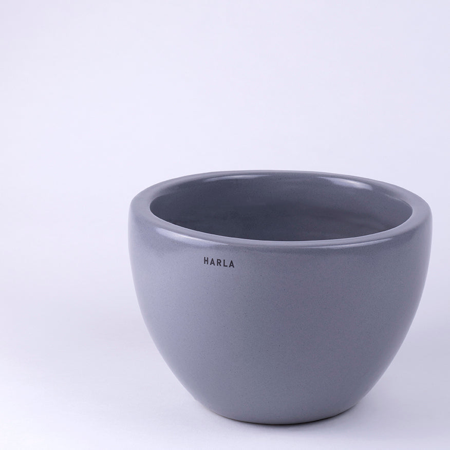 Large size Echoing Eternity-Fat Ceramic Planter in Grey color.