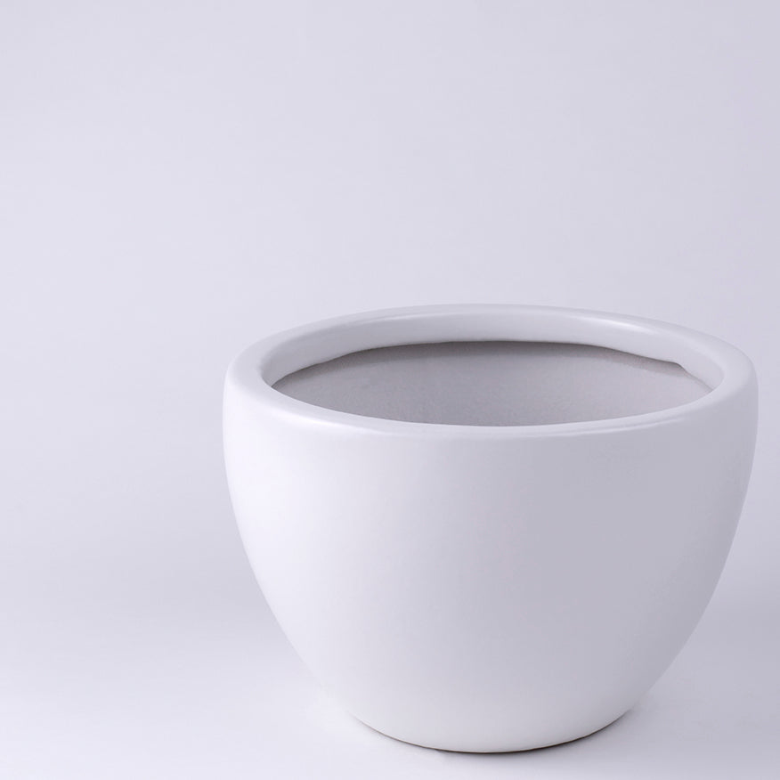 Large size Echoing Eternity-Fat Ceramic Planter in White color