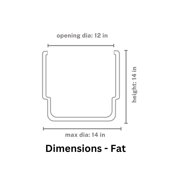 cross sectional dimensions of Fat size Circular Immortal Nights Ceramic planter. 
