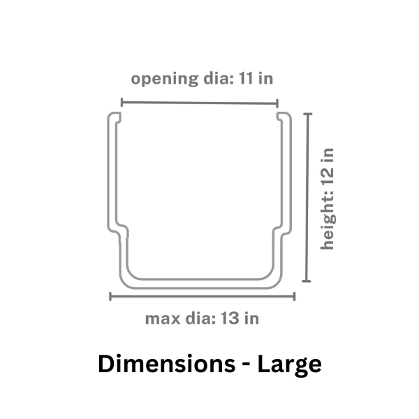 Cross sectional dimensions of Large size Immortal Nights Square ceramic planter.