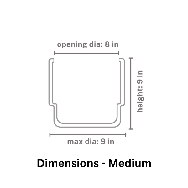 Cross sectional dimensions of medium size immortal nights circular ceramic planter