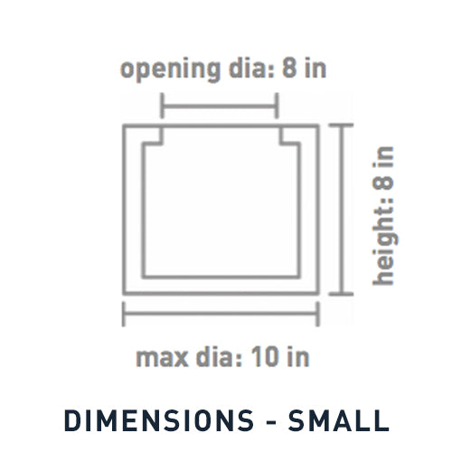 Cross Sectional dimensions of Balmy Waves small size ceramic planter