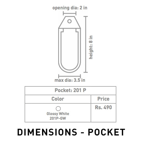 Cross Sectional dimensions of Pocket Size Hanging Solitaires wall mount planter. 