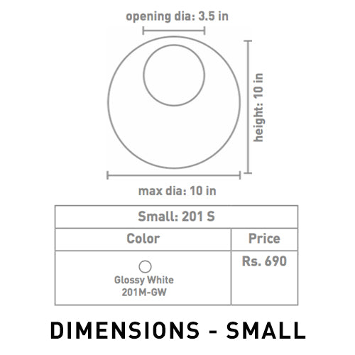 Cross Sectional dimensions of Small Size Circular Hanging Solitaires wall mount planter.