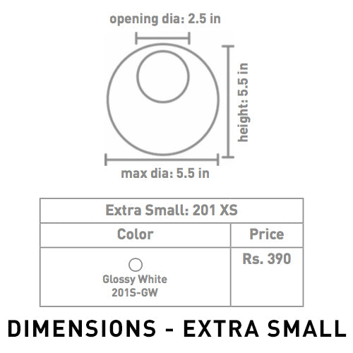 Cross Sectional dimensions of Extra Small Size Circular Hanging Solitaires wall mount planter.